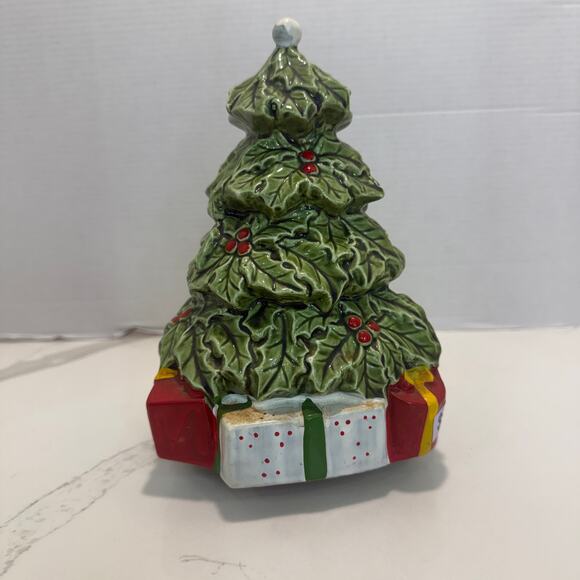bermasco Other - Vintage Ceramic Holly Christmas Tree Music Box Bermasco Donald O'Connor Holiday
